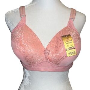 Pink lace plunge bra
